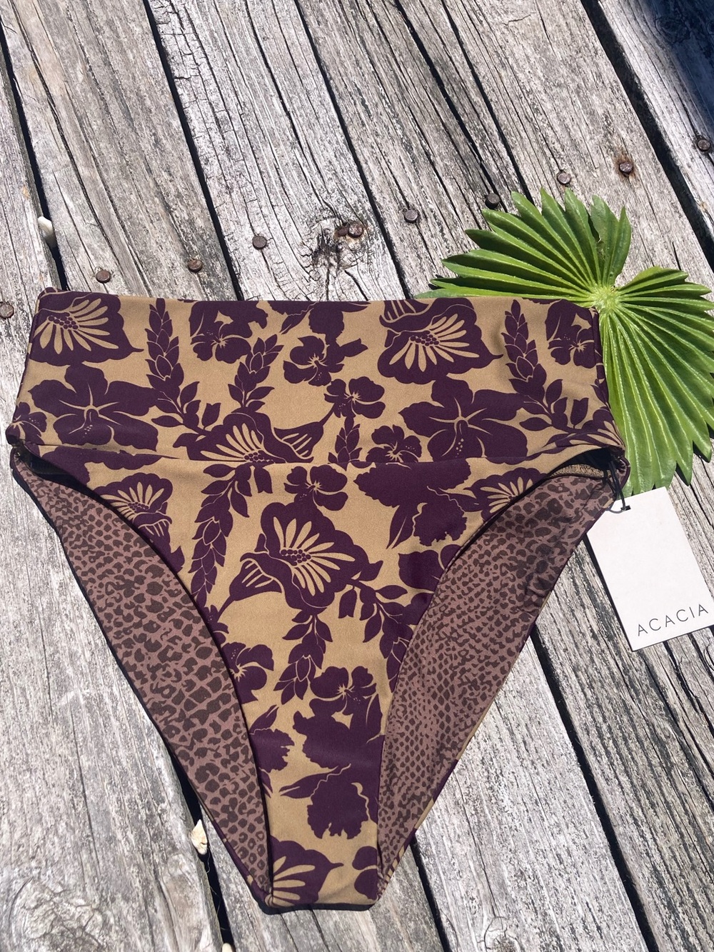 ACACIA x Free People - High Rise Echo Bikini Bottom in Vahine - L